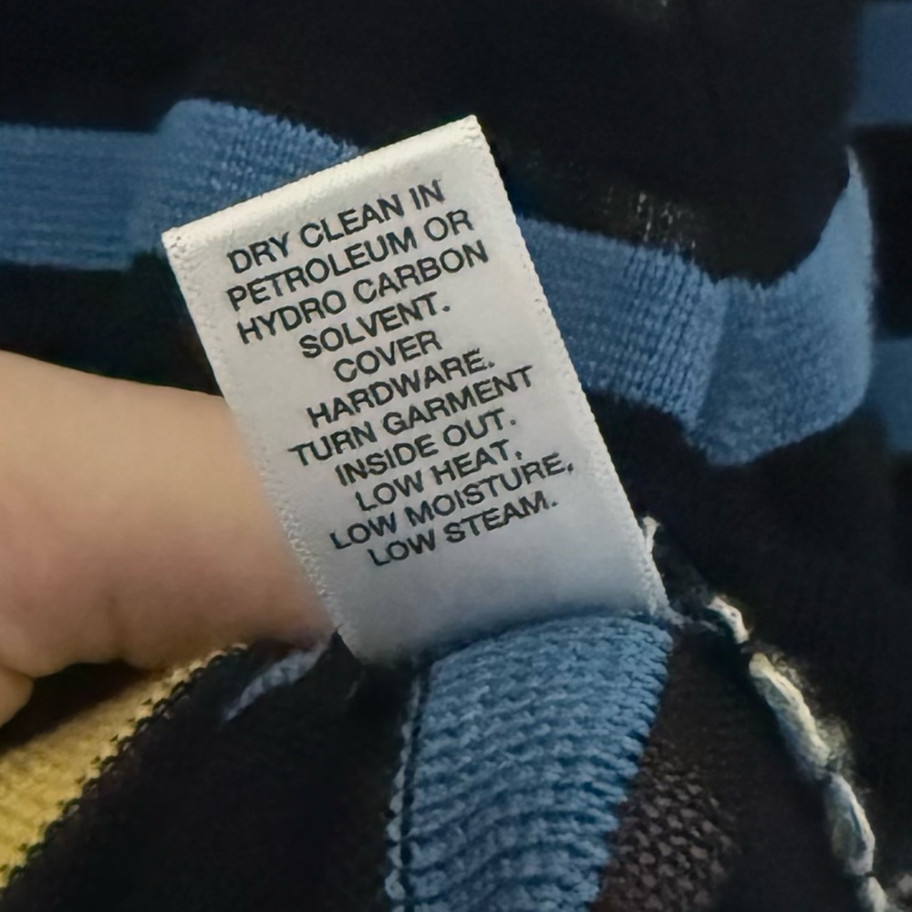 St John Wool Blend Striped Black Blue Yellow Crew Neck Sweater - Picture 9 of 10